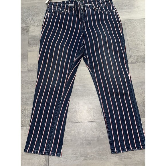 Lauren Ralph Lauren Striped Blue Red White Classic Straight Jeans Size 12 - Picture 2 of 7